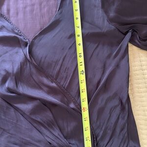 Chocolate brown silk v neck top